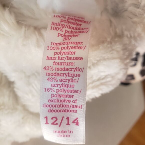 Justice Girls Leopard Print Winter Jacket Faux Fur Hood Interior Size L 12 14 - Picture 5 of 10